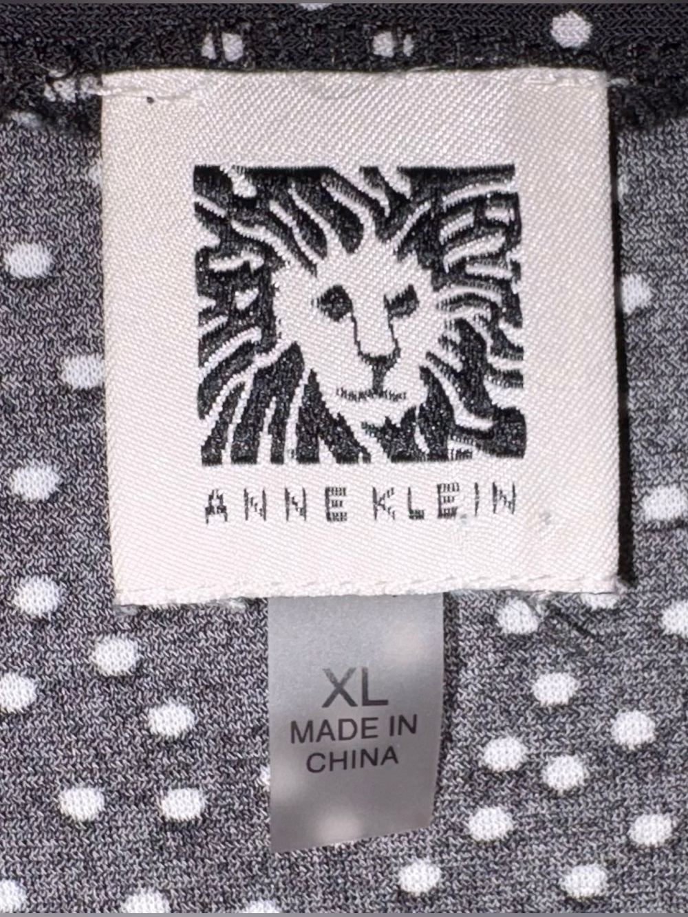 Anne Klein black/white polka dot jersey knit pleated mock neck top Size XL - Picture 7 of 8